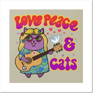 Love Peace And Cats Posters and Art